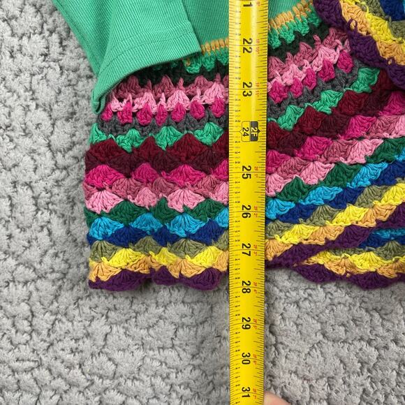 Double Zero Open Front Cardigan Womens Small Rainbow Crochet Edging Grandma - Picture 4 of 6